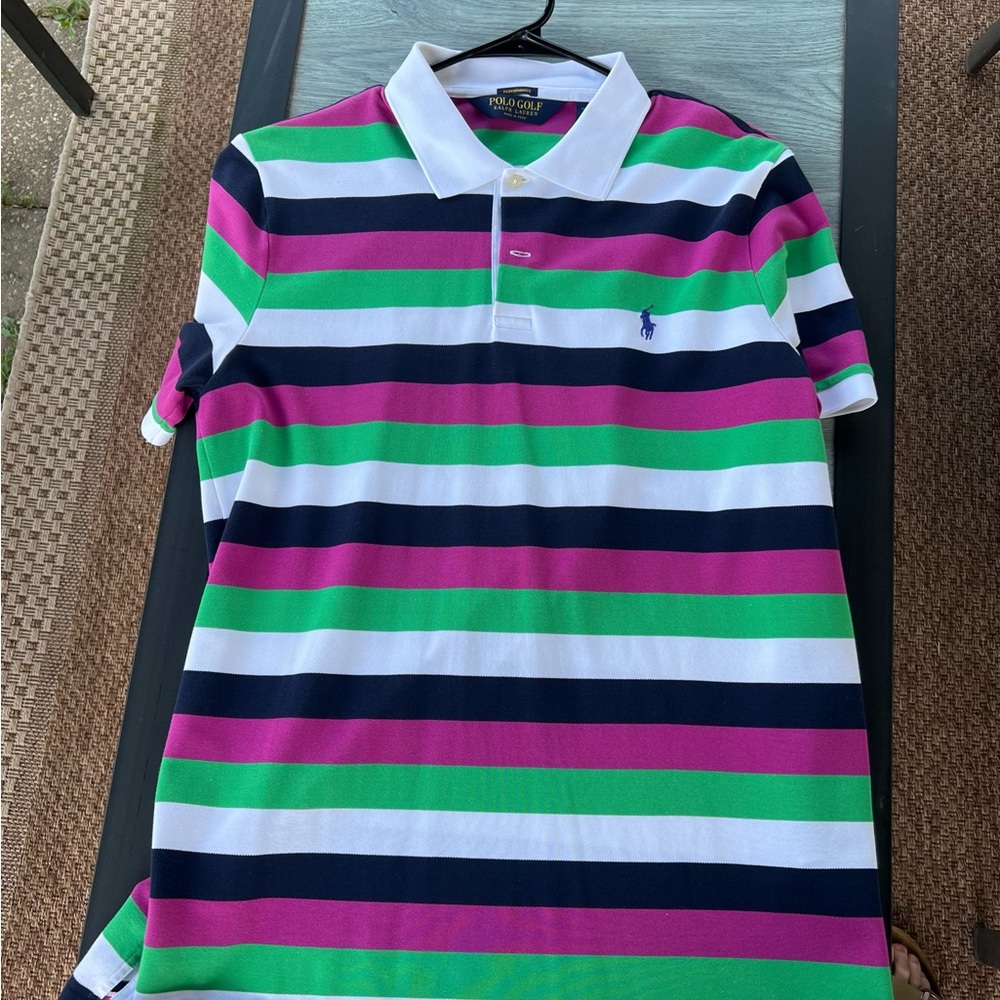 Ralph Lauren Purple and Green Polo Shirt Vibrant Stripes